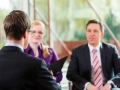 Man having an interview with manager and partner employment job